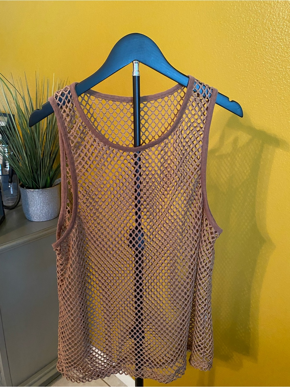Rust Brown Fishnet Tank Top